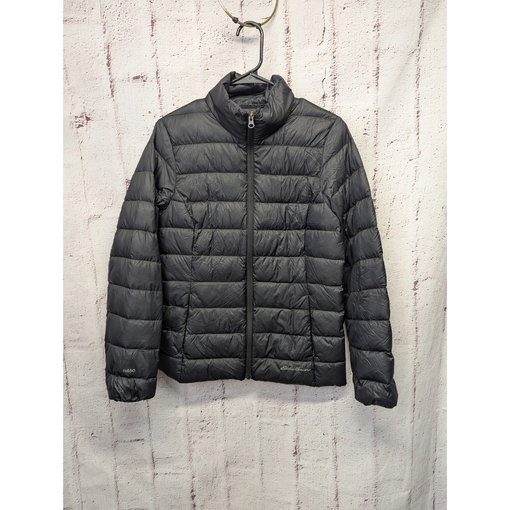 Eddie‎ Bauer Down Puffer Jacket Womens Small Black EB 650 Feather